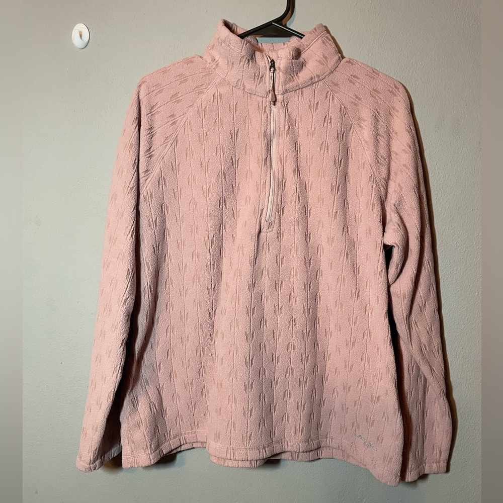 Eddie Bauer Dusty Rose Fleece Quarter Zip Pullover